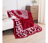 Luxury Product 2 ply heavy blanket reversible faux fur fleece king size 240 x 200 cm winter warm Throw/Blanket Mix desings (red/ivory)