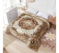 Luxury Product 2 Ply Reversible Printed Blanket Thick Heavy Faux Fur King size Blanket/throw sofa/bed/Carpet/Floor (Camel)