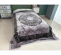 Luxury Product 2 Ply Reversible Printed Blanket Thick Heavy Faux Fur King size Blanket/throw sofa/bed/Carpet/Floor (Silver)