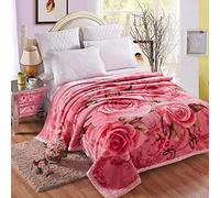 Luxury Product 2 Ply Reversible Printed Blanket Thick Heavy Faux Fur King size Blanket/throw sofa/bed/Carpet/Floor (pink)