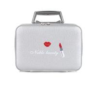 Luxury PU Cosmetic Case for Woman Professional Makeup Bags Travel Organizer Beauty Necessary Make up Storage Beautician Box(Silver L)