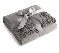 Luxury Pure 100% Mulberry Silk Throw, Genuine Natural 100% Silk Oversized Super Soft Plush Blanket in Ivory or Beige (Grey)