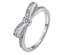Luxury Quality New genuine stacking Sterling Silver S925 Delicate Sparkling Bow bowknot Ring