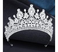Luxury Queen Crystal AB Tiaras Crown For Bridal Women Girls Wedding Diadem Princess Party Hair Dress Jewelry Silver White