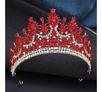 Luxury Queen Crystal AB Tiaras Crown For Bridal Women Girls Wedding Diadem Princess Party Hair Dress Jewelry Gold Red