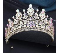 Luxury Queen Crystal AB Tiaras Crown For Bridal Women Girls Wedding Diadem Princess Party Hair Dress Jewelry Gold AB