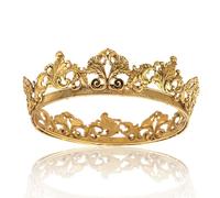 Luxury Queen King Crown Wedding Bridal Party Pageant Prom For Birthday Christmas Xmas Halloween Valentines Gifts Tiaras (Dark Gold)