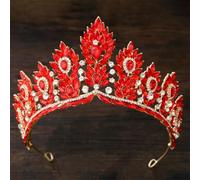 Luxury Queen Princess AB Purple Blue Crystal Tiara Women Wedding Party Baroque Crown Hair Accessories red gold