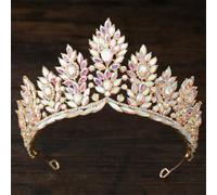 Luxury Queen Princess AB Purple Blue Crystal Tiara Women Wedding Party Baroque Crown Hair Accessories gold AB