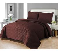Luxury Quilted Bedspread With Matching Pillowcases, Easy Care Diamond Floral Embossed Pattern Comforter Set, Ultrasonic Microfibre Premium Bed Throws, (Burgundy -Single)