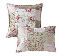 Luxury Quilted Printed Patchwork Bedspread Comforter Throw Set with Pillow Shams (Zurich, Filled Cushion 14" x 20")