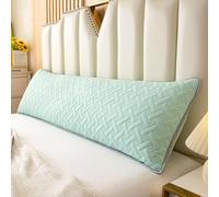 Luxury Quilted Waterproof Double Pillowcase with Envelope Closure, 4ft/5ft/6ft Extra-long Sweat & Stain Resistant Bolster Cushion Cover for Pregnant Maternity Women (Mint Green,48 * 150cm(5ft))