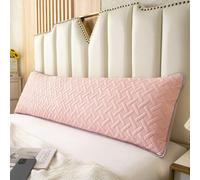 Luxury Quilted Waterproof Double Pillowcase with Envelope Closure, 4ft/5ft/6ft Extra-long Sweat & Stain Resistant Bolster Cushion Cover for Pregnant Maternity Women (48 * 180cm(6ft),Pink)