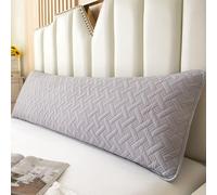 Luxury Quilted Waterproof Double Pillowcase with Envelope Closure, 4ft/5ft/6ft Extra-long Sweat & Stain Resistant Bolster Cushion Cover for Pregnant Maternity Women (Light Gary,48 * 150cm(5ft))