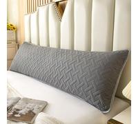 Luxury Quilted Waterproof Double Pillowcase with Envelope Closure, 4ft/5ft/6ft Extra-long Sweat & Stain Resistant Bolster Cushion Cover for Pregnant Maternity Women (Dark Gray,48 * 150cm(5ft))