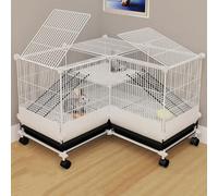 Luxury Rabbit Cage, DIY Two-Layer Encrypted Mesh Rabbit Hutch, Two-Layer Design, with Universal Wheels, Convenient and Practical