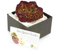 Luxury Rainbow Celestial Aura Quartz Geode Cluster Druzy Crystal Healing Mineral Gift-Boxed Gifts for Friends Women Home Office Decor