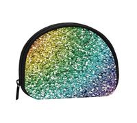 Luxury Rainbow Glitter, Women's Storage Bag Shell Makeup Bag Small Coin Purse Shell Change Pouch