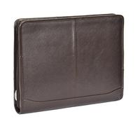 Luxury Real Leather Zip Around Folder File Detachable Metal Ring Binder Braga (Brown)