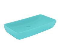 Luxury Rectangular Matt Light Green Ceramic Basin 71 x 38 cm Countertop Washbasin for Bathroom Guest Bathroom Wash Basin with Elegant Design and Easy Cleaning