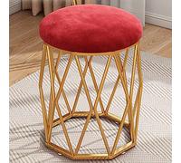 Luxury Red Velvet Makeup Stool with Metal Legs - Elegant Vanity Chair for Bedroom, Living Room, Salon, and Beauty Studio. Perfect for Makeup Artists and Home Decor.