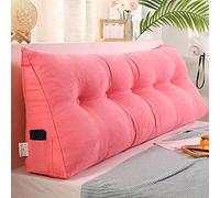Luxury Removable Cover Triangle Headboard Pillow 120x50x20 cm Solid Pink Reading Wedge Cushion for Bed Sofa Bedroom Comfortable Support for Relaxation.