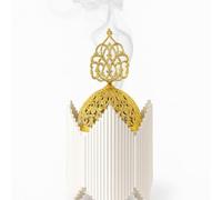 Luxury Resin & Gold Metal Bakhoor Burner - Ornate Arabic Incense Holder for Oud, Resins & Charcoal - Elegant Home Fragrance Decor for Meditation, Prayer & Gift Use JR23080 (White)