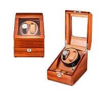 Luxury Retro Automatic 5 Watch Winder Box Luxury Rosewood Piano Paint Super Quiet Motor Battery Powered and AC Adapter for 2 Wrist Watches + 3 Storage Case