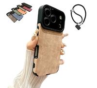 Luxury Retro Leather,Matte Finish Shockproof Case For iPhone 17/16/15 Pro Max,Slim Soft Silicone Shockproof Cover with Camera Lens Protection Wireless Charging (For iPhone 16Plus,Brown)