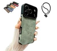 Luxury Retro Leather,Matte Finish Shockproof Case For iPhone 17/16/15 Pro Max,Slim Soft Silicone Shockproof Cover with Camera Lens Protection Wireless Charging (For iphone 16Pro,Green)