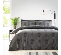 GC GAVENO CAVAILIA Single Duvet Cover Sets (150x200 cm) | Skull Bedding & Linen Reversible Quilt Covers | Polycotton Single Bedding Sets | Washable Linen | Charcoal