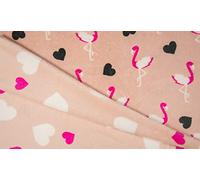 Luxury Reversible Soft Coral Cuddle Fleece Fabric Material - Flamingo & Hearts Rose, 1Mtr 140cmx100cm