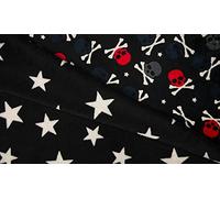Luxury Reversible Soft Coral Cuddle Fleece Fabric Material - Skulls & Stars Black, 1Mtr 140cmx100cm
