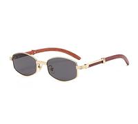 Luxury Rhinestone Sunglasses For Women Small Oval Diamond Sun Glasses Men Wood Grain Frame Fashion Female Shades (6,One Size)