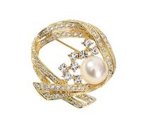 Luxury Rhinestones Pearls Brooch Pin For Formal Daily Wear Stylish Alloy Jewelry Accessory Elegant Pearls Embellished Brooch