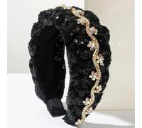Luxury Rhinestones Studded Headbands With Sequins Wide Edge Hair Accessories For Women Party Wear