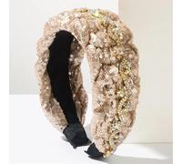 Luxury Rhinestones Studded Headbands With Sequins Wide Edge Hair Accessories For Women Party Wear