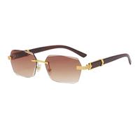 Luxury Rimless Square Sunglasses Men Frameless Gradient Sun Glasses Woman Fashion Vintage-Double Brown