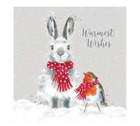 Luxury Robin and Hare Christmas Boxed Cards - Wrendale Designs Snow Angels