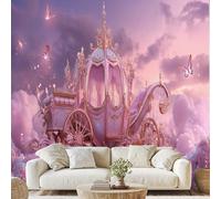 Luxury Romantic Carriage Mural Pumpkin Carriage Butterfly Wallpaper 300x210 cm Fantasy Cloud Flower Wall Decals Peel and Stick Wall Art for Bedroom Bathroom Stickers Home Decor vd145u