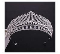 Luxury Rose Gold Crystal Beads Heart Bridal Tiaras Crown Big Rhinestone Pageant Diadem Headband Wedding Hair Accessories Tiara，A Silver