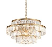 Luxury Round Chandelier,E14 Creative Crystal Chandelier,for Dining Room Kitchen Decor,with Clear Glass Fringe 4-Tier During Lig,Flush Mount LED Ceiling Lig-Bronze 80cm Decoration