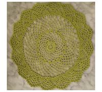 Luxury Round cotton Lace table place mat party pad Cloth crochet placemat cup mug tablecloth tea coaster handmade doily kitchen Table Decor (Color : Green, Size : Round 38cm)