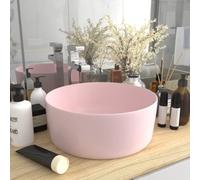 Luxury Round Countertop Basin, Matte Pink Ceramic, 40 x 15 cm, Elegant Bathroom Sink for Bathroom, Guest Toilet and Cosmetic Room, Modern Design