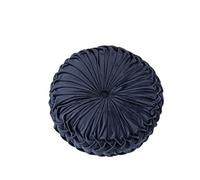 Luxury Round 'Pumpkin' Pleated Pillow, Silver Fox Velvet (35/38cm). Ultra-Soft Ruched Handmade Cushion For Sofa, Bed, Living Room & Flannel Floor.(2pcs-35cm,Navy blue)