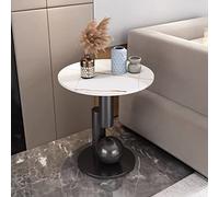 Luxury Round Side Table - Marble Texture End Table with Stainless Steel Ball Base & Thick Steel Plate - Perfect for Living Room, Home Office, Apartment, Balcony & Small Spaces.