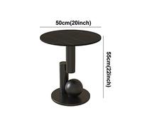 Luxury Round Side Table - Marble Texture End Table with Stainless Steel Ball & Thick Steel Plate Base - Ideal for Living Room Home Office Apartment Balcony & Small Spaces