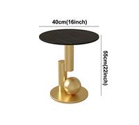 Luxury Round Side Table Marble Texture Slate Finish Stainless Steel Ball Base Thick Steel Plate Design Ideal for Living Room Home Office Apartment & Small Spaces.