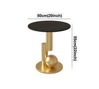 Luxury Round Side Table - Marble Texture Slate Sofa Corner Table with Stainless Steel Ball & Thick Steel Plate Base - Ideal for Living Room Home Office Apartment & Small Spaces.