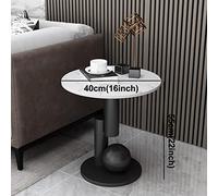 Luxury Round Side Table - Stainless Steel Ball & Thick Steel Plate Base - Marble Texture Slate End Table for Living Room Home Office Apartment & Small Spaces